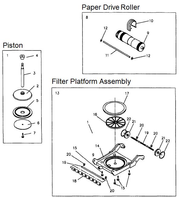 Piston / Paper Drive Roller / Filter Platform Assembly - Ultima